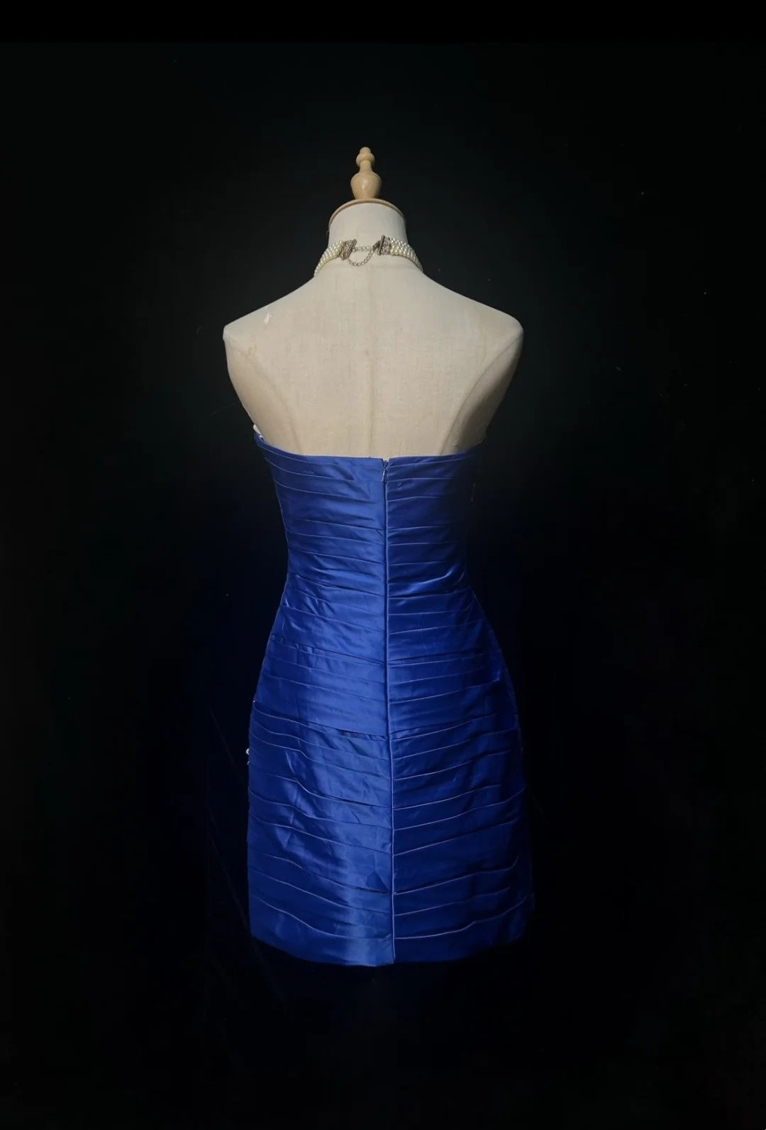Sapphire Blue Strapless Short Party Dress Rhinestone Cocktail Gown F0178