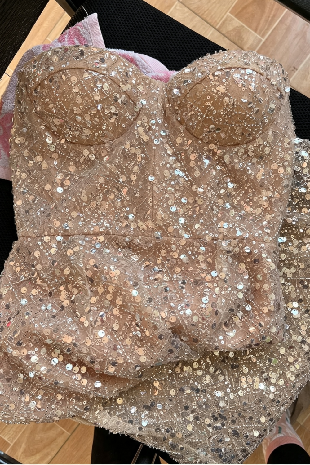 Luxury Strapless Sequin Mermaid Evening Gown Fitted Long Dinner Party Dress F065