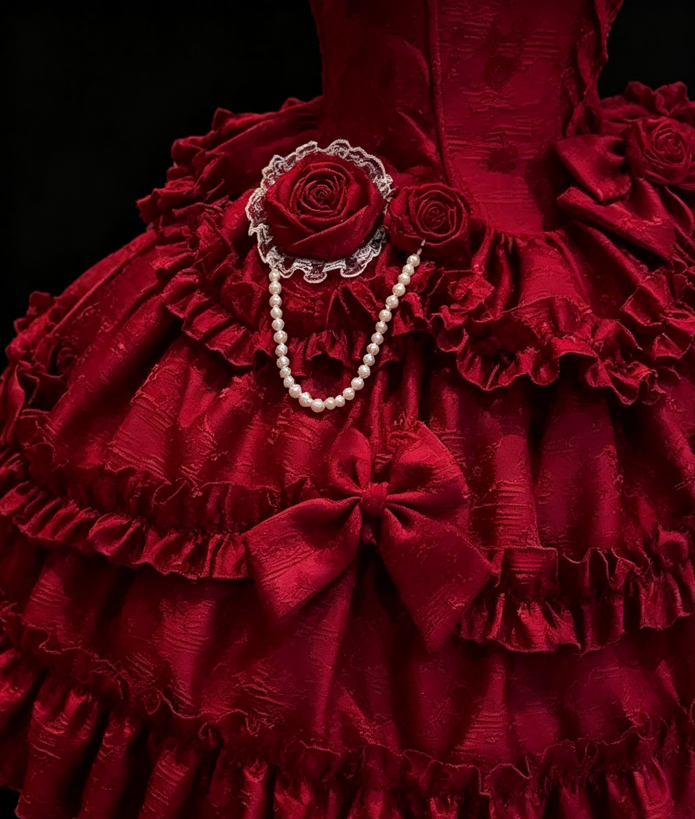 Burgundy Rose Ruffle Lolita Homecoming Dress Corset Back Short Formal Party Gown F0031