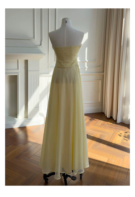 Strapless Chiffon Bridesmaid Maxi Dress F0437