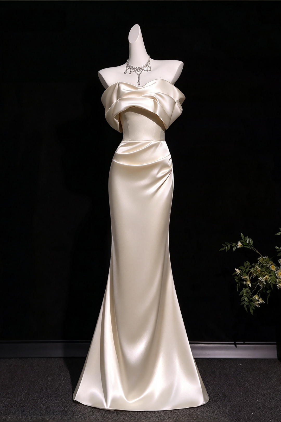 Off The Shoulder Satin Mermaid Evening Dress F0449