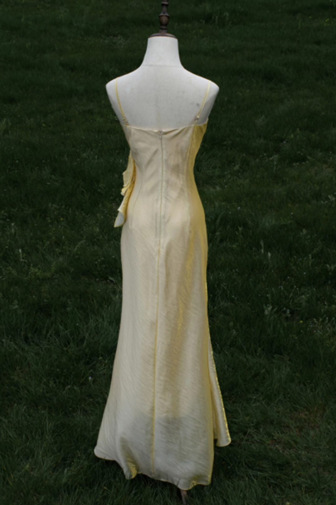 Light gold Shimmer Spaghetti Strap Mermaid Formal Dress with 3D Flower L020