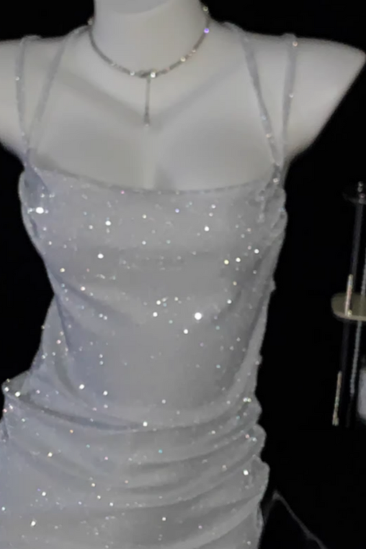 Women's Sexy Backless Spaghetti-Strap Glitter Dress Bodycon Strapless Party, Birthday, and Cocktail Attire 005