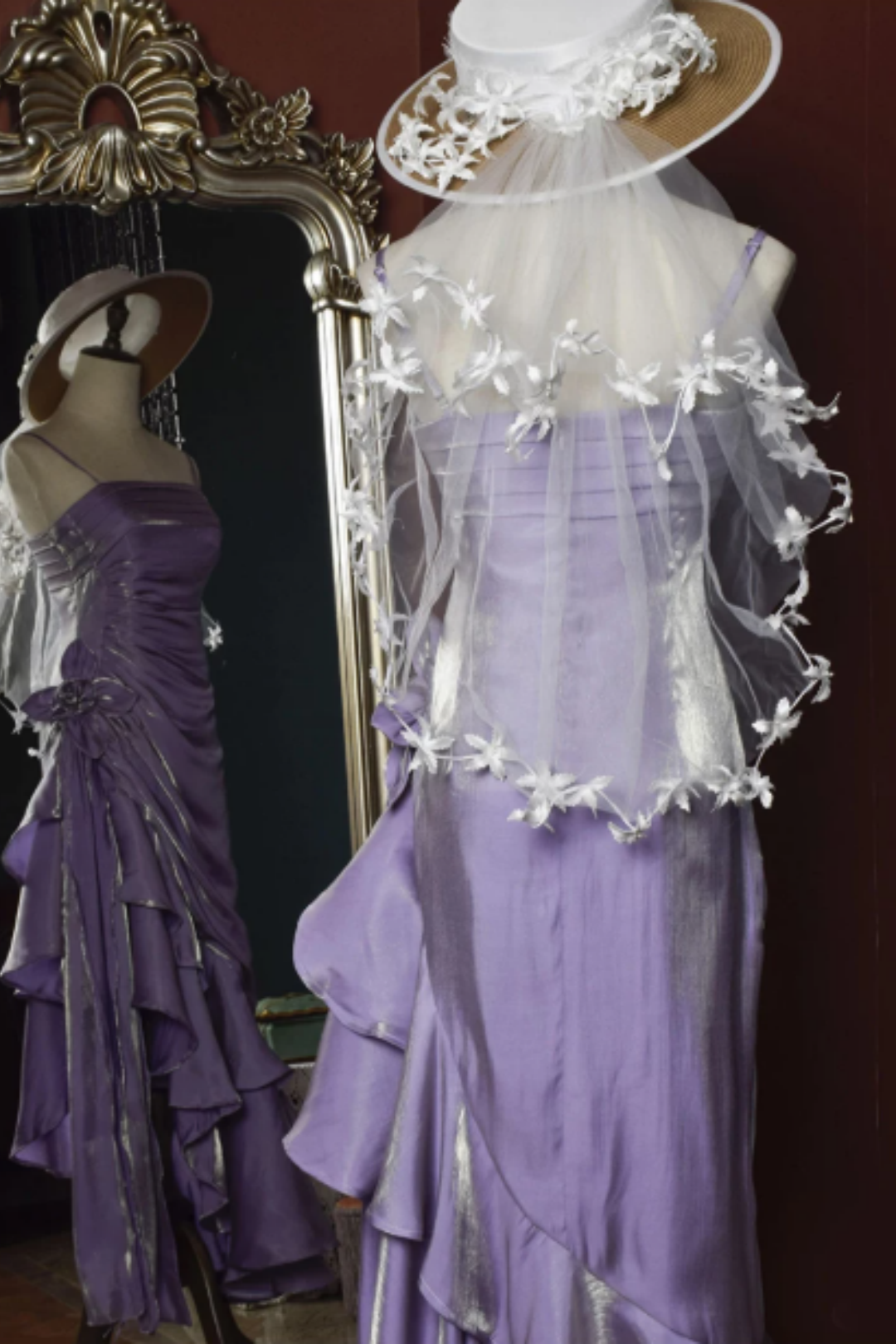 Shiny Lavender Spaghetti Strap Formal Dress, Ruched Asymmetrical Ruffle Party Dress L008