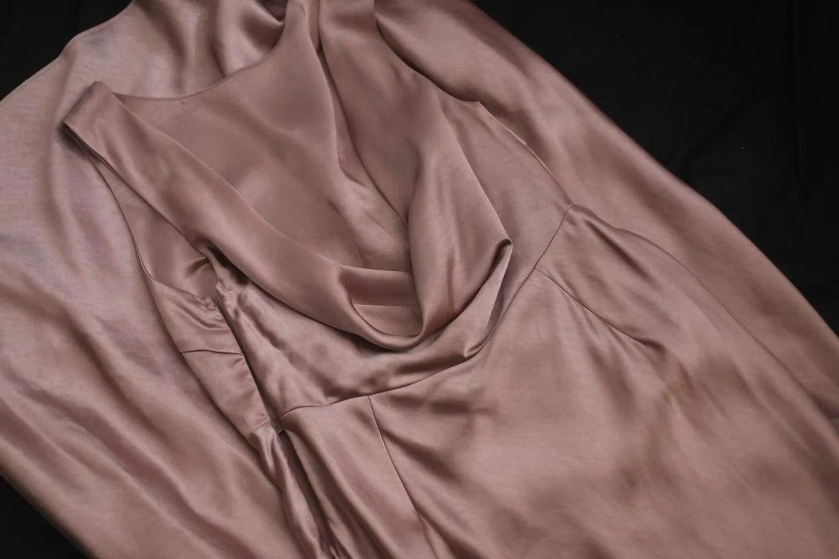 Sleeveless Cowl Back Satin Mermaid Maxi Formal Dress F0531