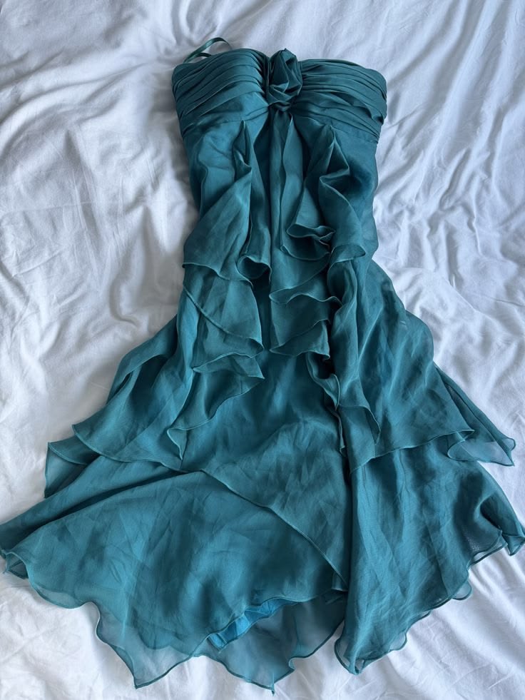 Strapless Chiffon Dress Floral Detail Tiered Ruffle Homecoming Party Gown F0155