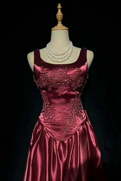 Prom Dress Corset Bodice Satin Evening Gown Multiple Colors For Special Occasion F0066