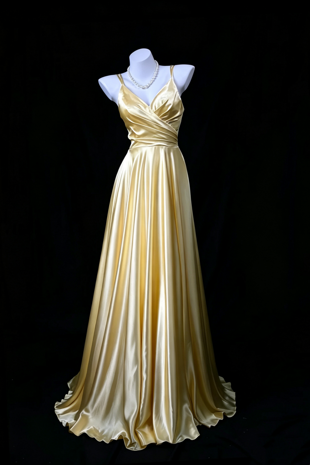 Satin A‑Line Prom Gown V‑Neck Criss‑Cross Lace‑Up Back Formal Party Dress F0088