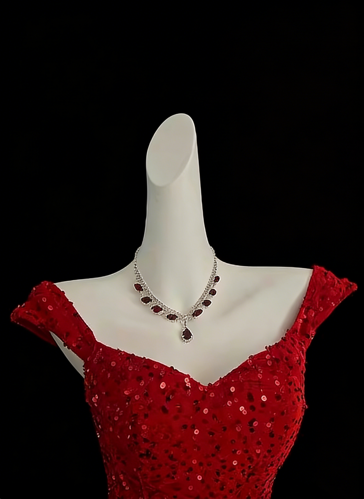 Formal Red Sequin Prom Dress, Off-the-shoulder Lace-up Mermaid Gown for Evening Party Floral-04