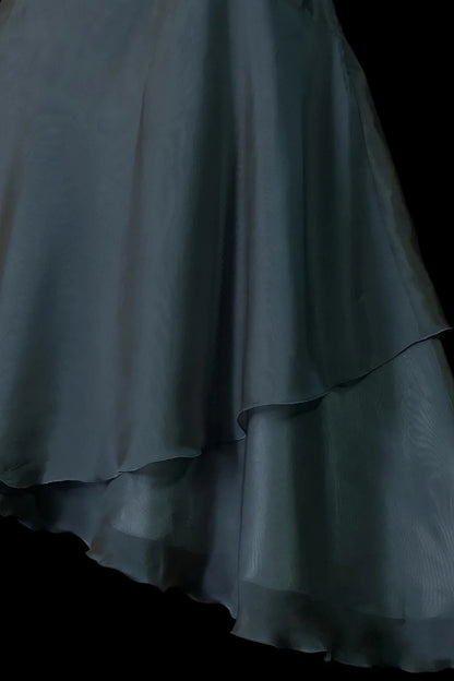 Slate‑Gray Satin Cowl Neck Homecoming Dress Beaded Tassel Fall Formal Party Gown F0089