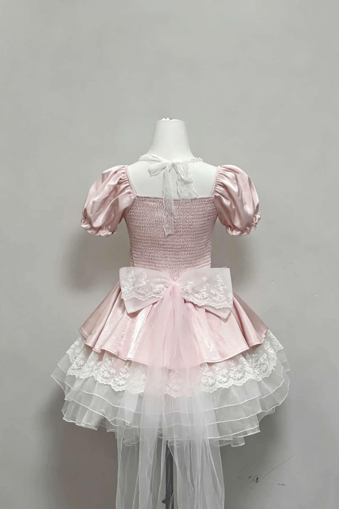 Pink Pearl Tulle Homecoming Dress Bow Short Princess Gown F0092