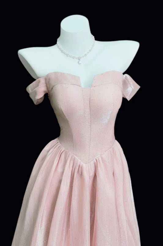 Evening Gown Pink Off Shoulder Custom Disney Princesscore Tulle Ball Gown Floral049