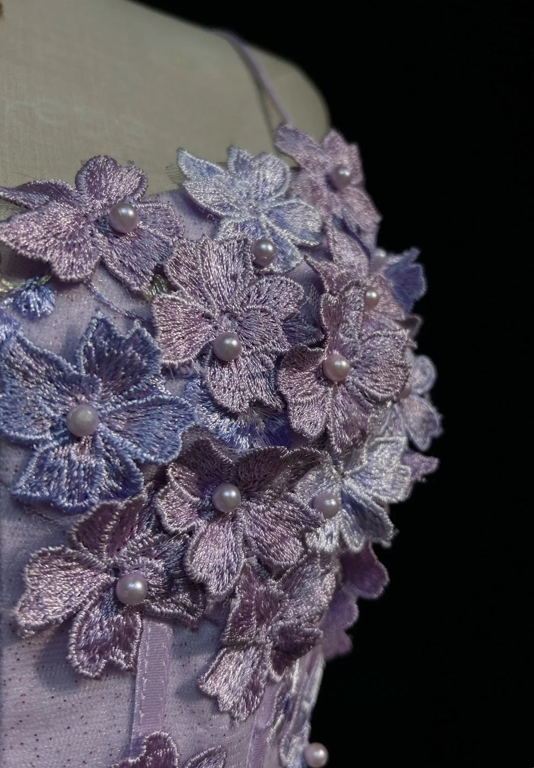 Lavender 3D Floral Spaghetti Strap Corset Mini Dress Party Gown F0203