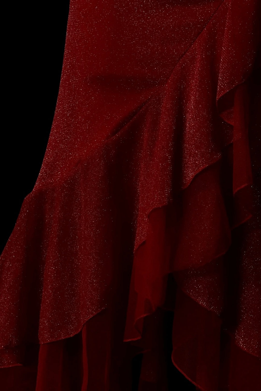 Halter V‑Neck Glitter Mermaid Gown With Ruffled Hem F0082