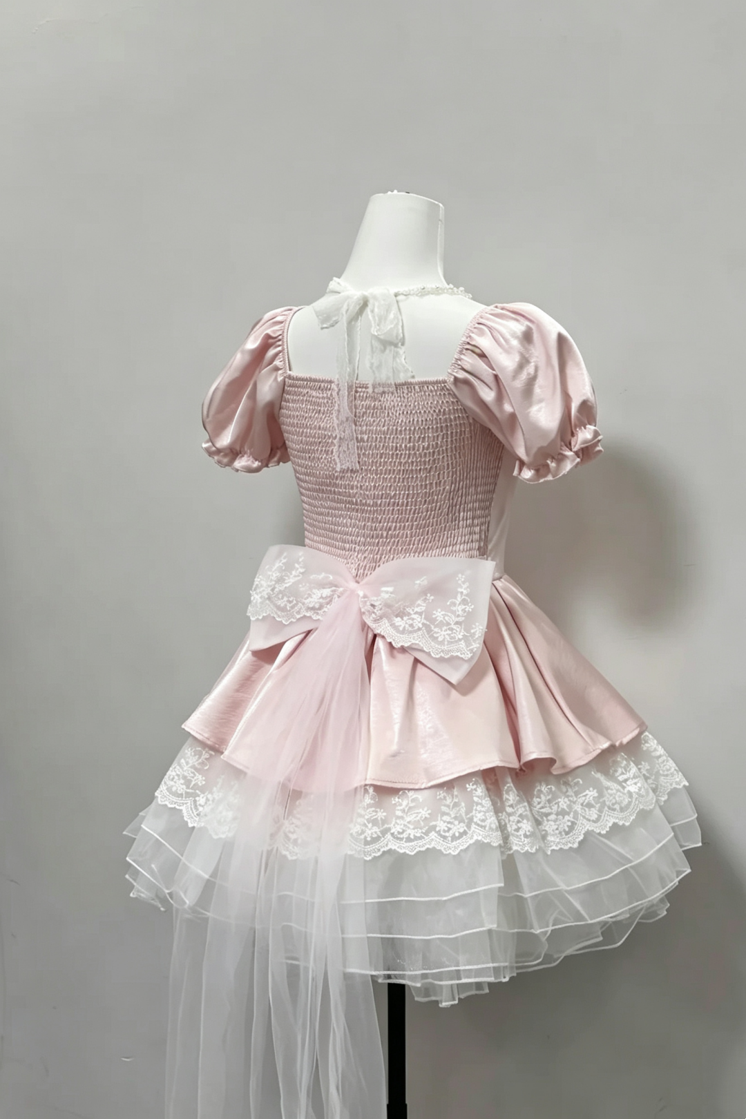 Pink Pearl Tulle Homecoming Dress Bow Short Princess Gown F0092