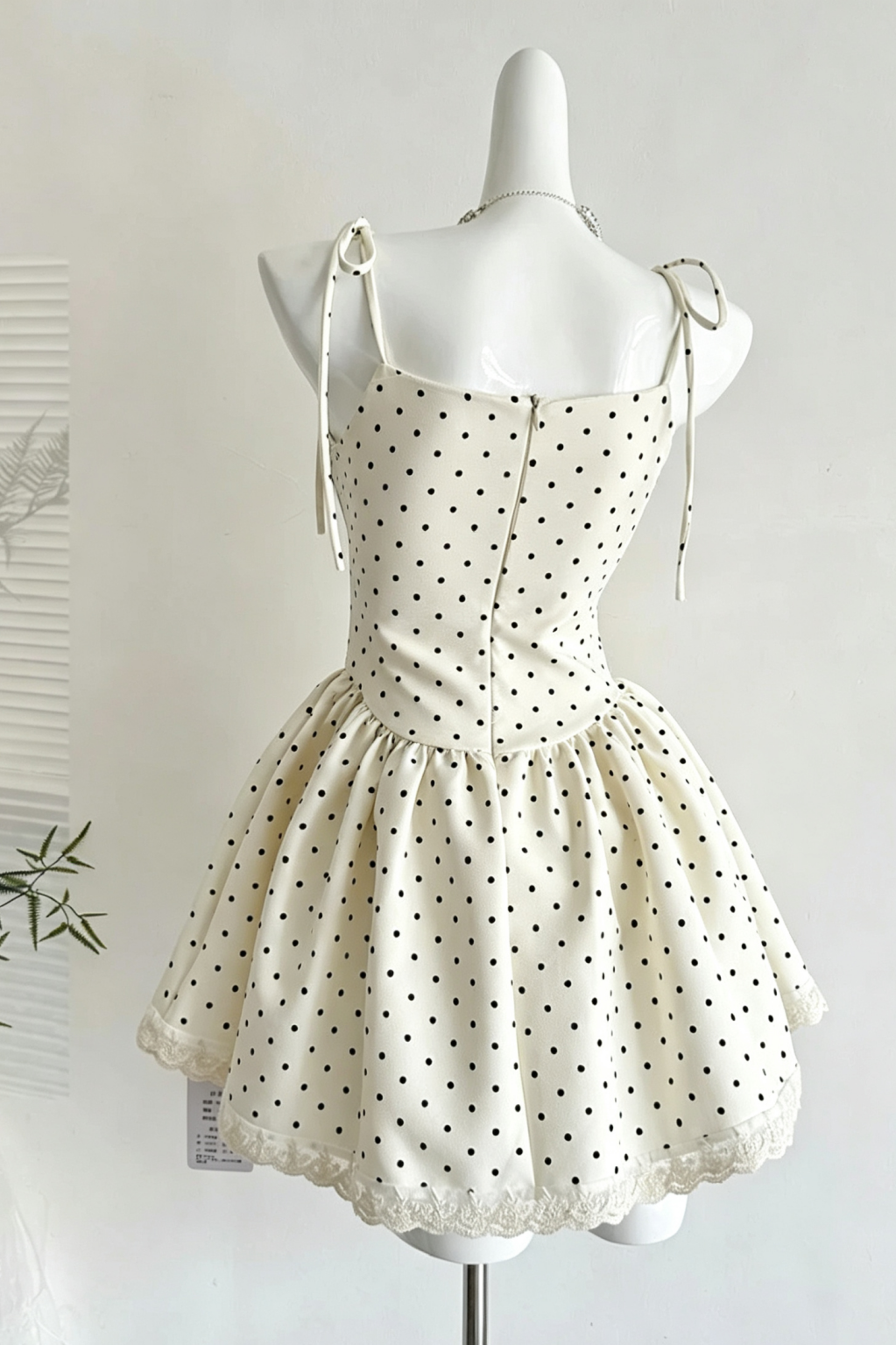 White Black Polka Dot Corset Mini Dress Lace Bow Homecoming Gown F0212