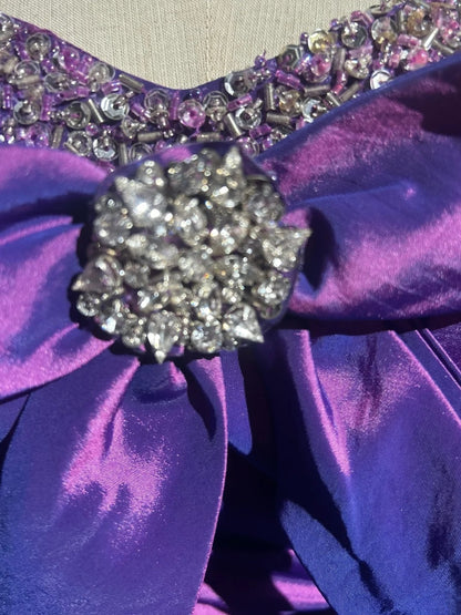 Strapless Purple Bow Short Homecoming Dress Beaded Sweetheart Party Gown F0134
