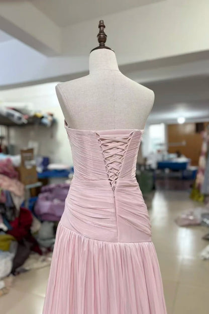 Dusty Pink Shimmer Chiffon Prom Gown Halter Cape Sleeve Lace‑Up Back Long Evening Dress F0027