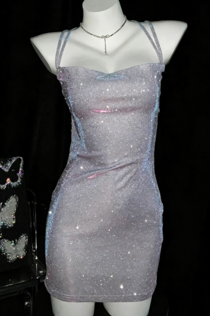 Women's Sexy Backless Spaghetti-Strap Glitter Dress Bodycon Strapless Party, Birthday, and Cocktail Attire 005