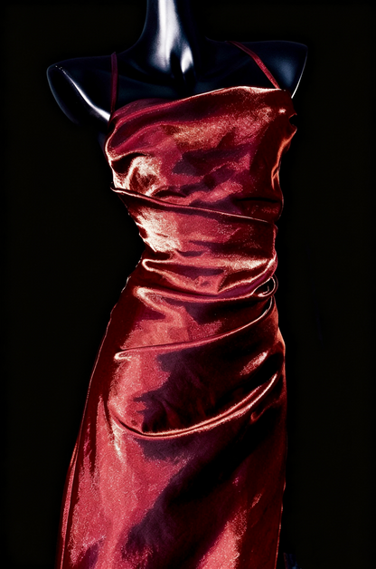 Metallic Satin Cowl Neck Midi Dress Ruched Formal Homecoming Party Gown F0120