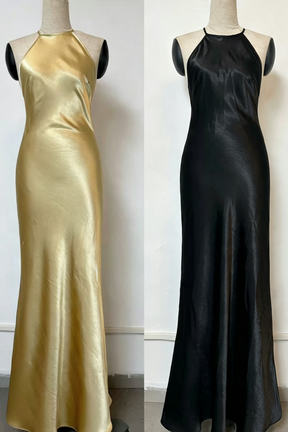 Women Luxury Satin Mermaid Evening Gown Rhinestone Grid Strap Open Back Floor Length Long Dress For Dinner Banquet Gala F064