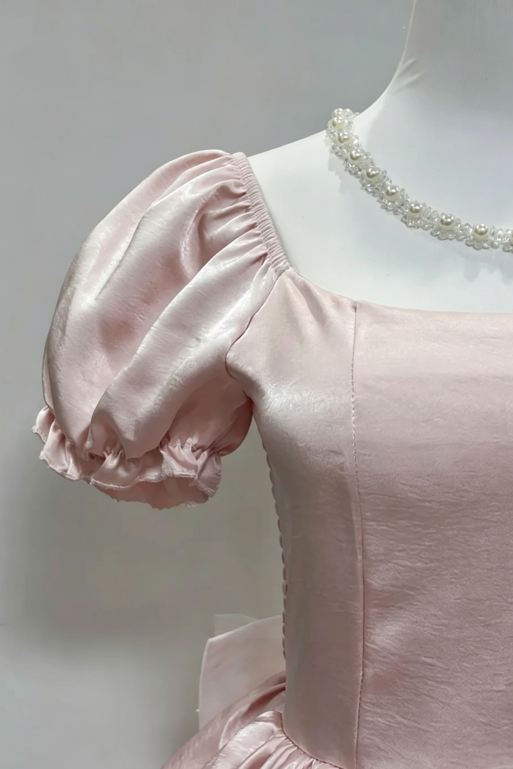 Pink Pearl Tulle Homecoming Dress Bow Short Princess Gown F0092