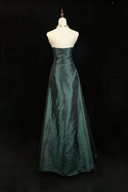 Evening Gown Vintage Beaded Lace Applique Strapless A‑Line Prom Dress F0072