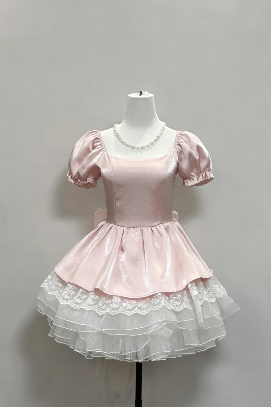 Pink Pearl Tulle Homecoming Dress Bow Short Princess Gown F0092