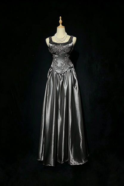 Prom Dress Corset Bodice Satin Evening Gown Multiple Colors For Special Occasion F0066