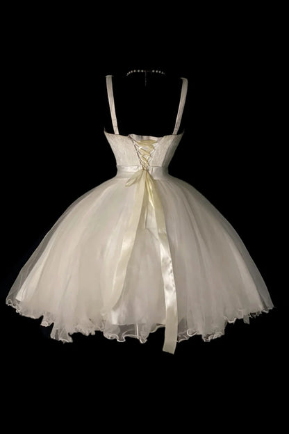 Lace Tulle Homecoming Dress Satin Bow Short Prom Party Gown F0090