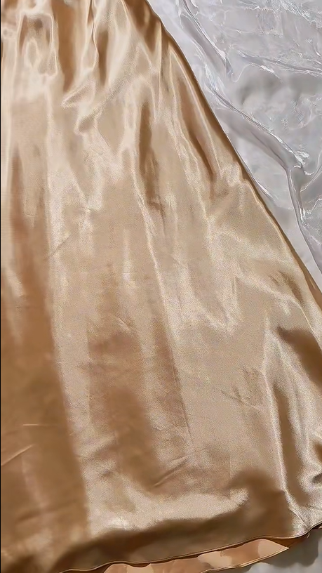 Champagne Satin V Neck A Line Evening Dress F0397
