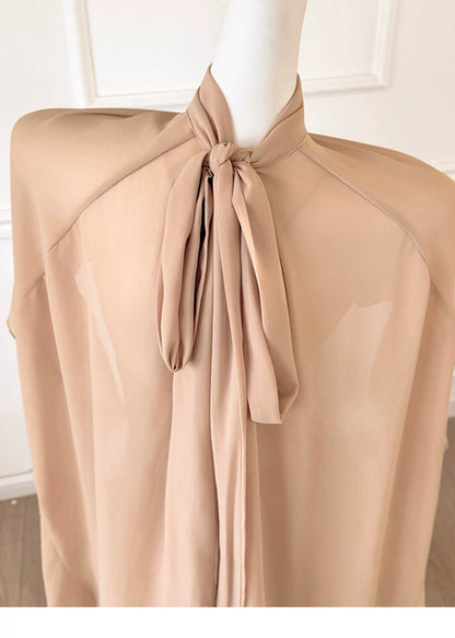 Champagne Spaghetti Straps Long Evening Dress With Ruffle Cape F0486