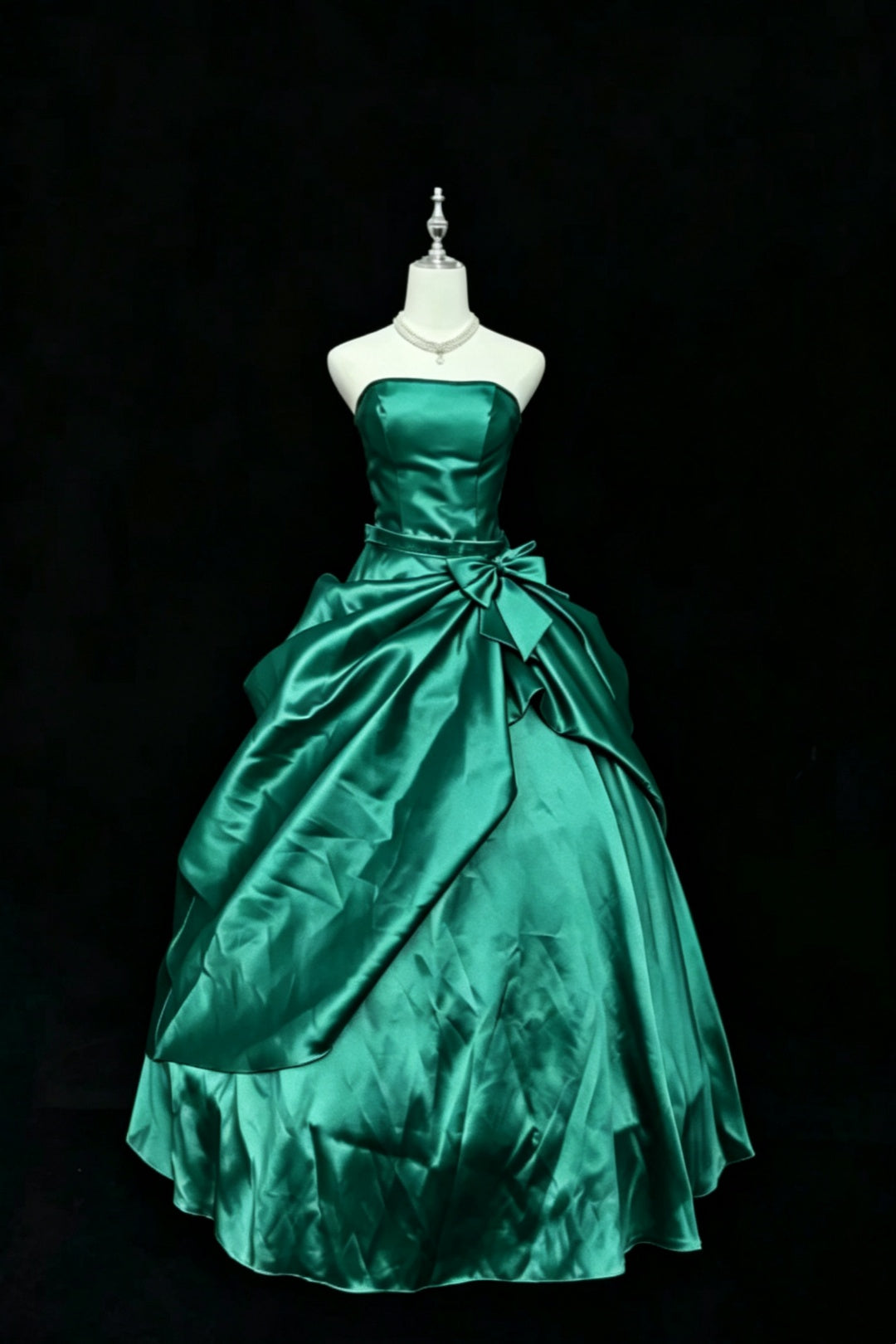 （Proprietary Color）Quinceanera Dress Satin Strapless Ball Gown With Rhinestone Belt Big Bow Formal Princess Dress F004