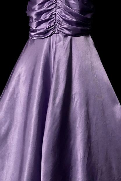 Lavender Satin Mermaid Evening Gown, One‑Shoulder Ruched Formal Gala Dinner Dress  F002
