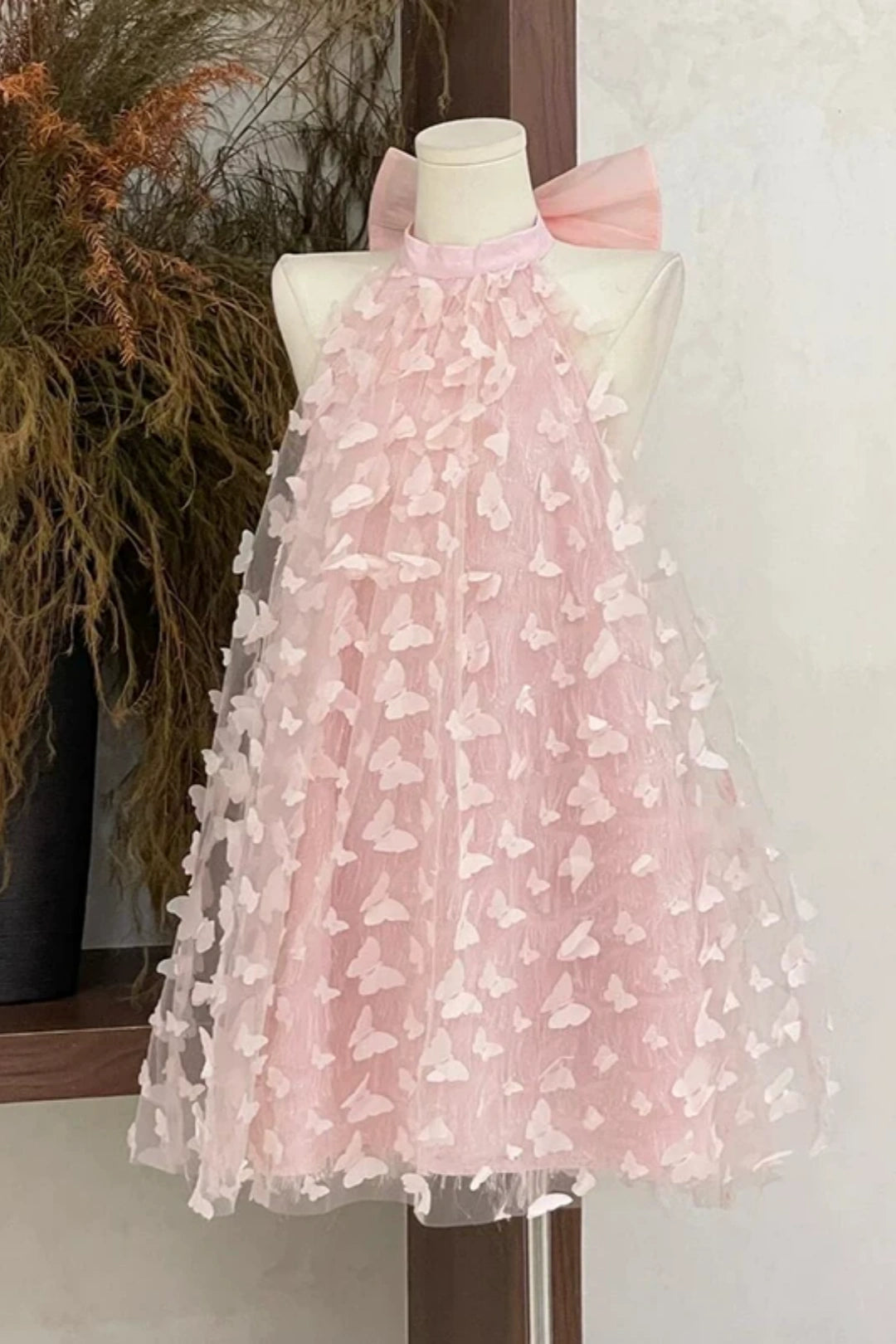 Halter 3D Butterfly Tulle Mini Homecoming Dress F0319