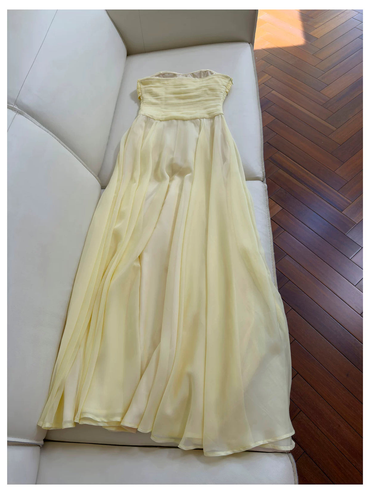Strapless Chiffon Bridesmaid Maxi Dress  F0437