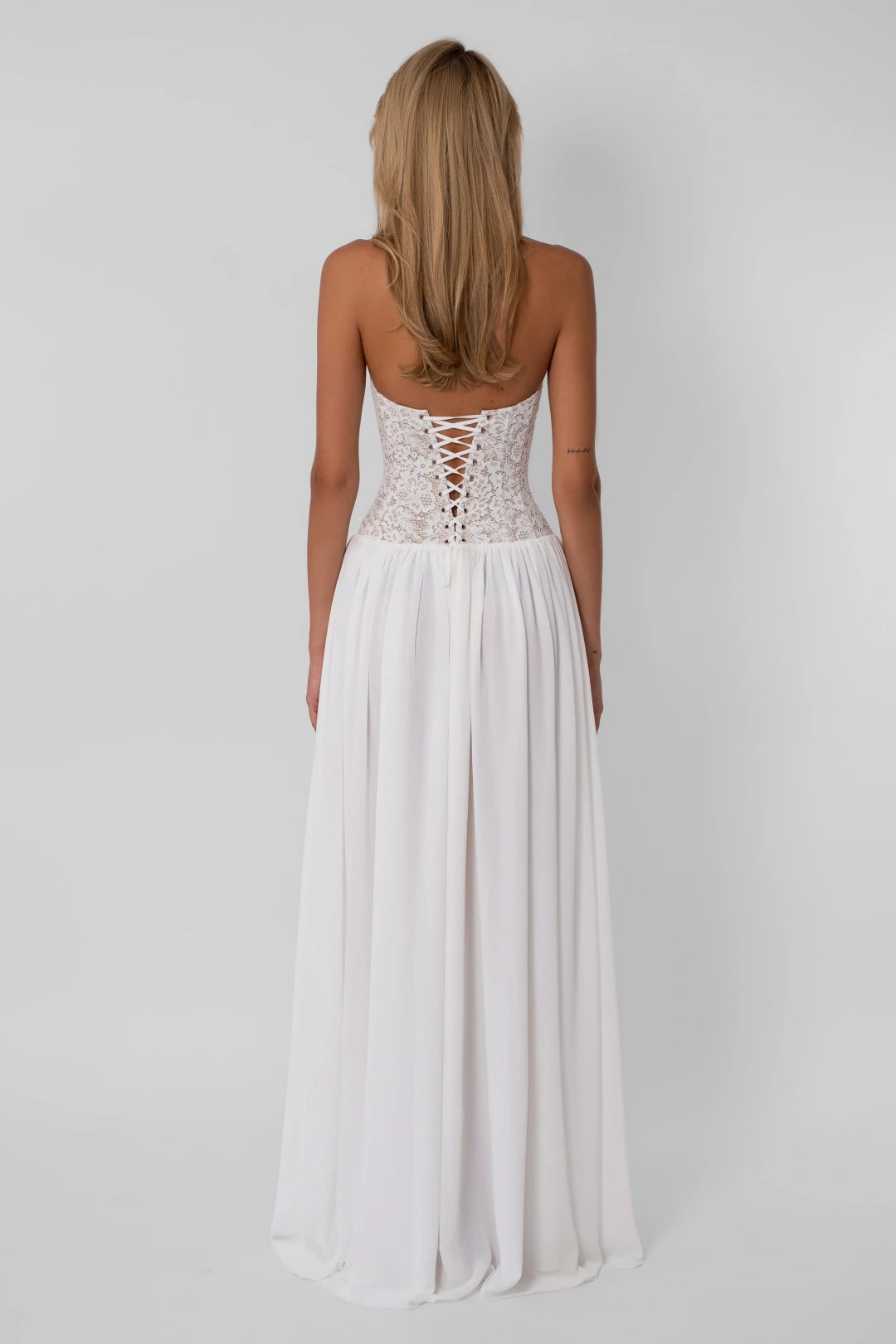 Halter Lace Corset Chiffon A-Line Formal Evening Gown L048