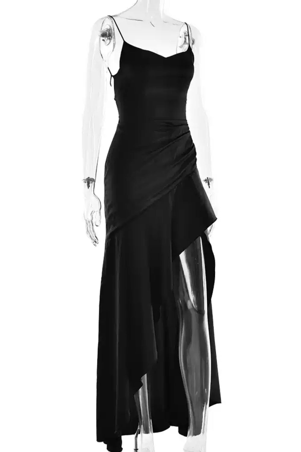 Formal Dress Black Satin Strappy Custom Wedding Guest Cocktail Back Lace Up Long Gown Floral053