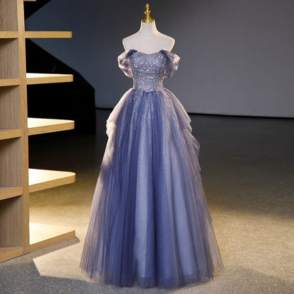 Stunning Off-the-Shoulder Sparkly Tulle Prom Ball Gown, Glitter Formal Evening Dress for Women, Ideal for Graduation, Quinceanera, Pageant, Wedding and Special Occasions Floral021