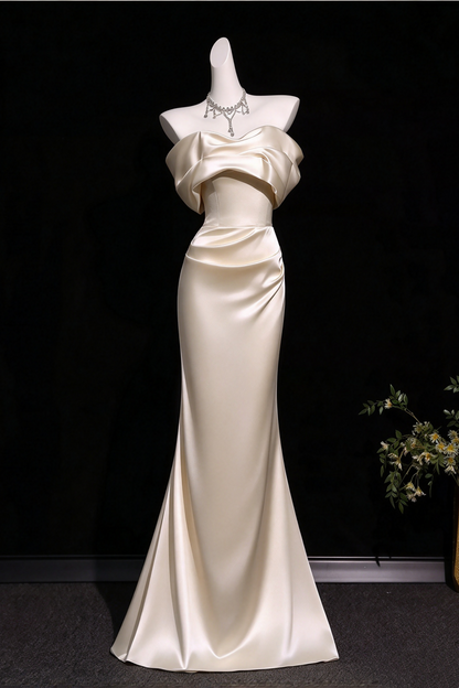 Off The Shoulder Satin Mermaid Evening Dress F0449