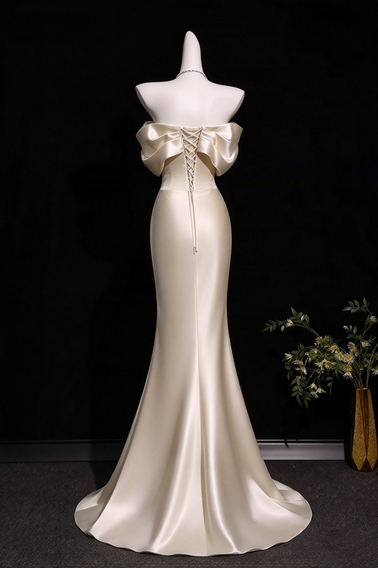 Off The Shoulder Satin Mermaid Evening Dress F0449