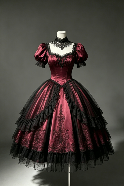 Original‑Designed Dress Lolita Gothic Victorian Lace Ball Gown F0049