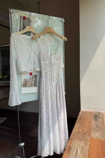 Women's Lace Stretch Jacquard Slip Dress Vintage Floral Pattern, Waist-Cinching, Slimming Maxi Dress 004