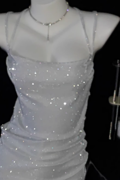 Women's Sexy Backless Spaghetti-Strap Glitter Dress Bodycon Strapless Party, Birthday, and Cocktail Attire 005
