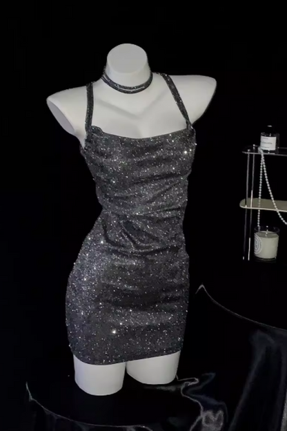 Women's Sexy Backless Spaghetti-Strap Glitter Dress Bodycon Strapless Party, Birthday, and Cocktail Attire 005