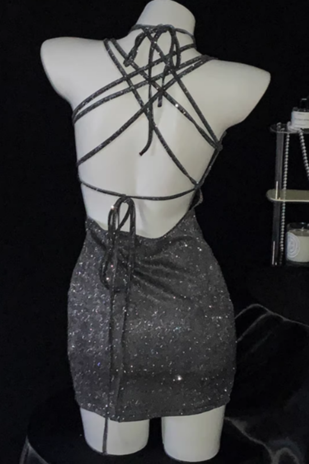 Women's Sexy Backless Spaghetti-Strap Glitter Dress Bodycon Strapless Party, Birthday, and Cocktail Attire 005