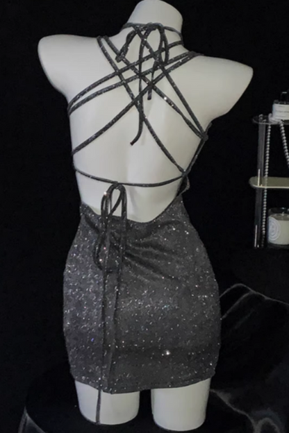 Women's Sexy Backless Spaghetti-Strap Glitter Dress Bodycon Strapless Party, Birthday, and Cocktail Attire 005