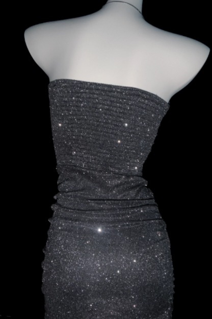 New Arrival Glittery Bodycon Dress Sexy V-Neck Strapless Mini Dress  Party Attire 006