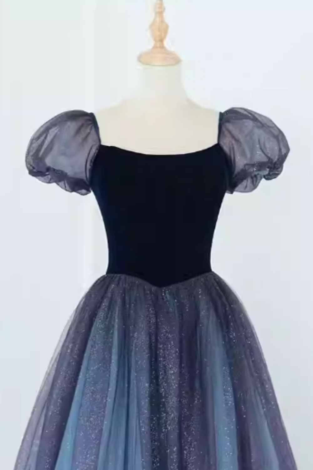 Purple Velvet Bow Prom Dress, Vintage Puff Sleeve Tulle Ball Gown for Formal Evening Party FD027