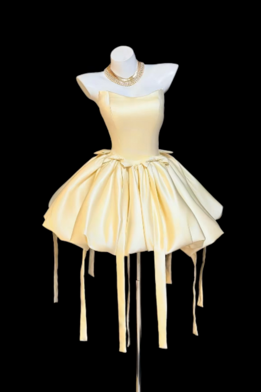 Stunning Strapless Satin Bubble Mini Dress, Cute Corset Formal Dress for Women, Ideal for Birthday, Homecoming, Prom and Special Occasions Floral023